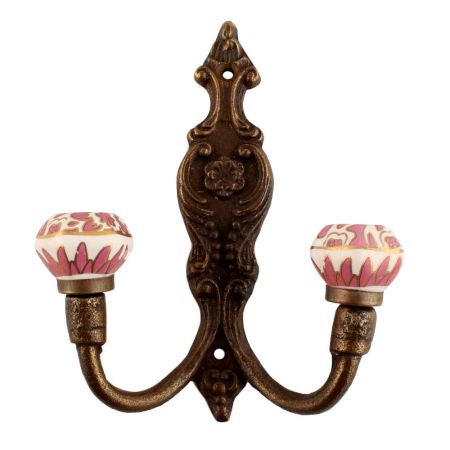 Pink Hexagon Small Ceramic Iron Hook 